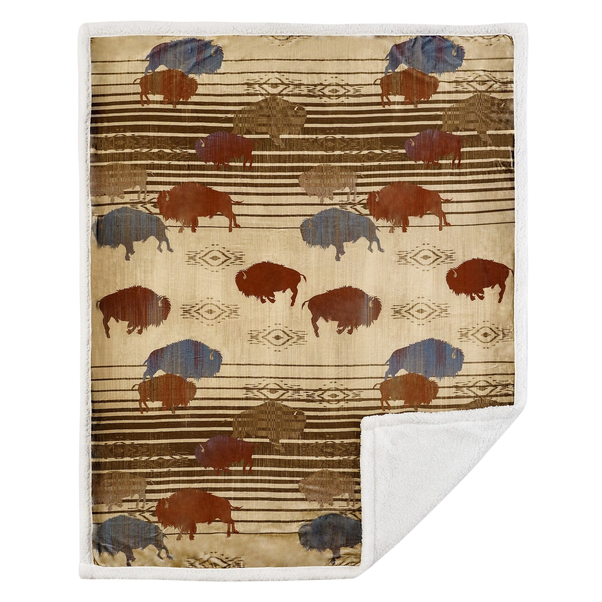 Campfire - Home On The Range Campfire Sherpa Throw 6 Per Carton - Multi Color