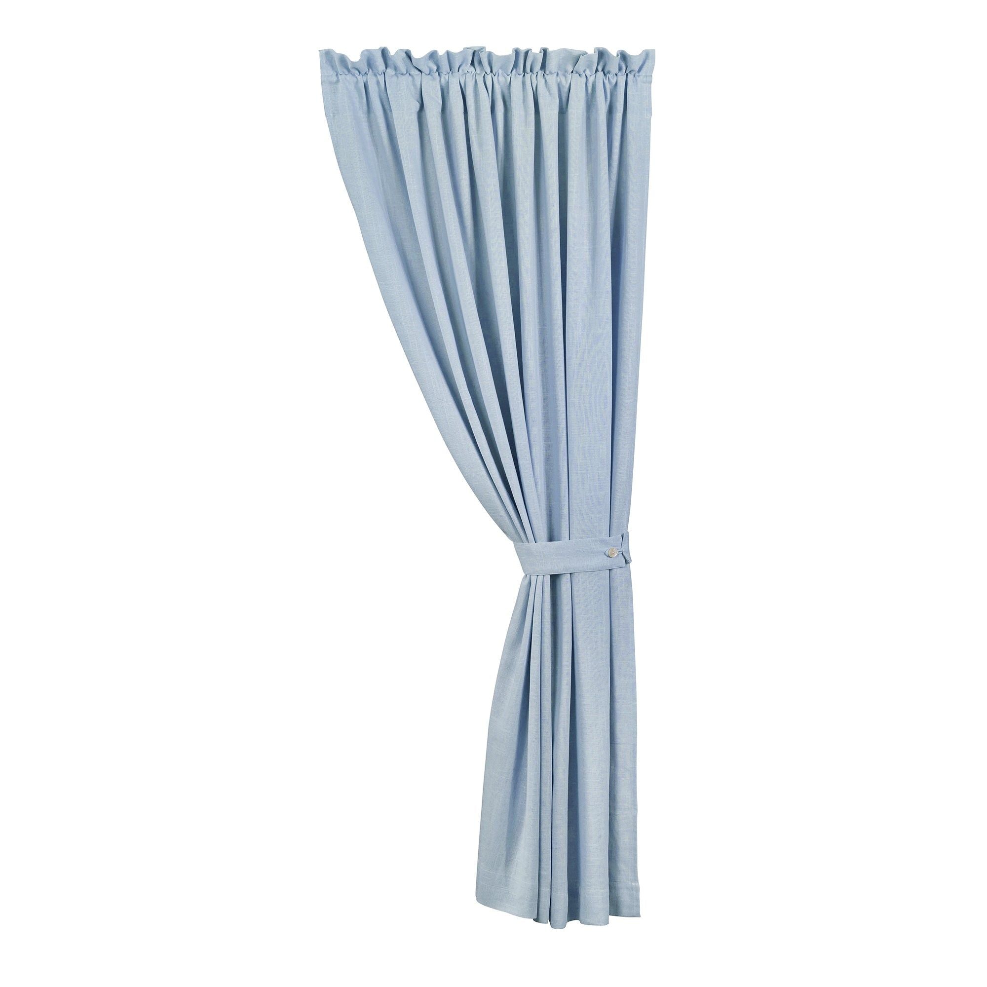Luna - Washed Linen Lined Curtain - Light Blue