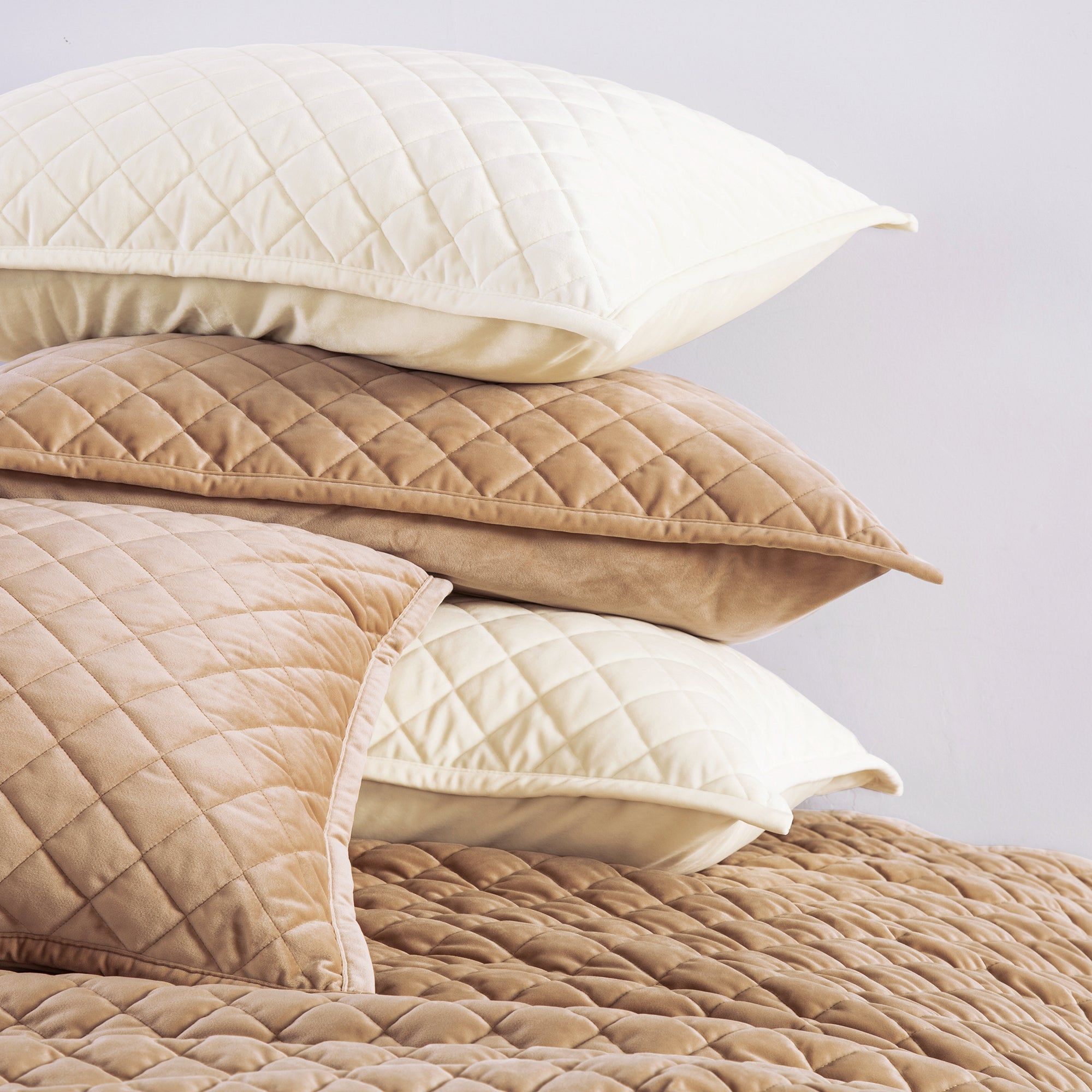 Velvet Diamond - Quilted Pillow Sham Set (Set of 2) - Amethyst