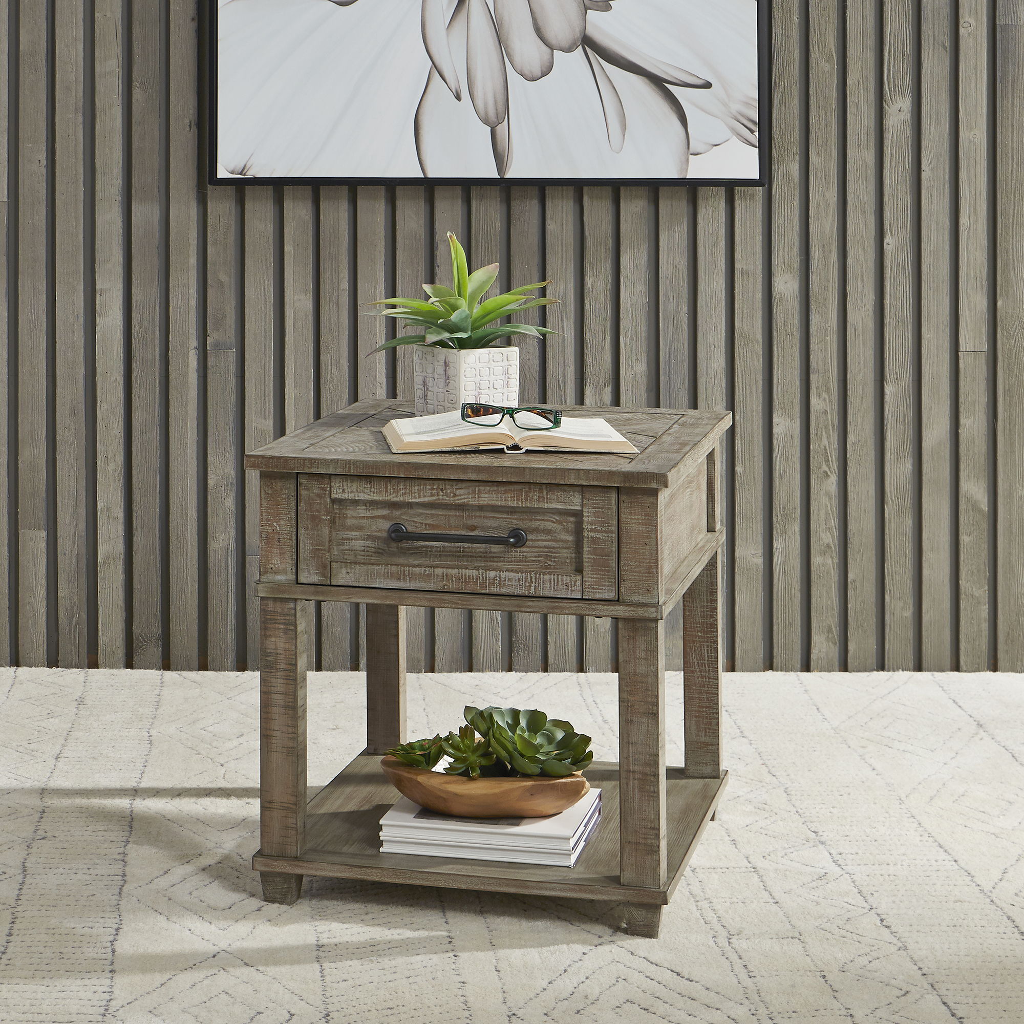 Parkland Falls - Rectangular End Table - Weathered Taupe