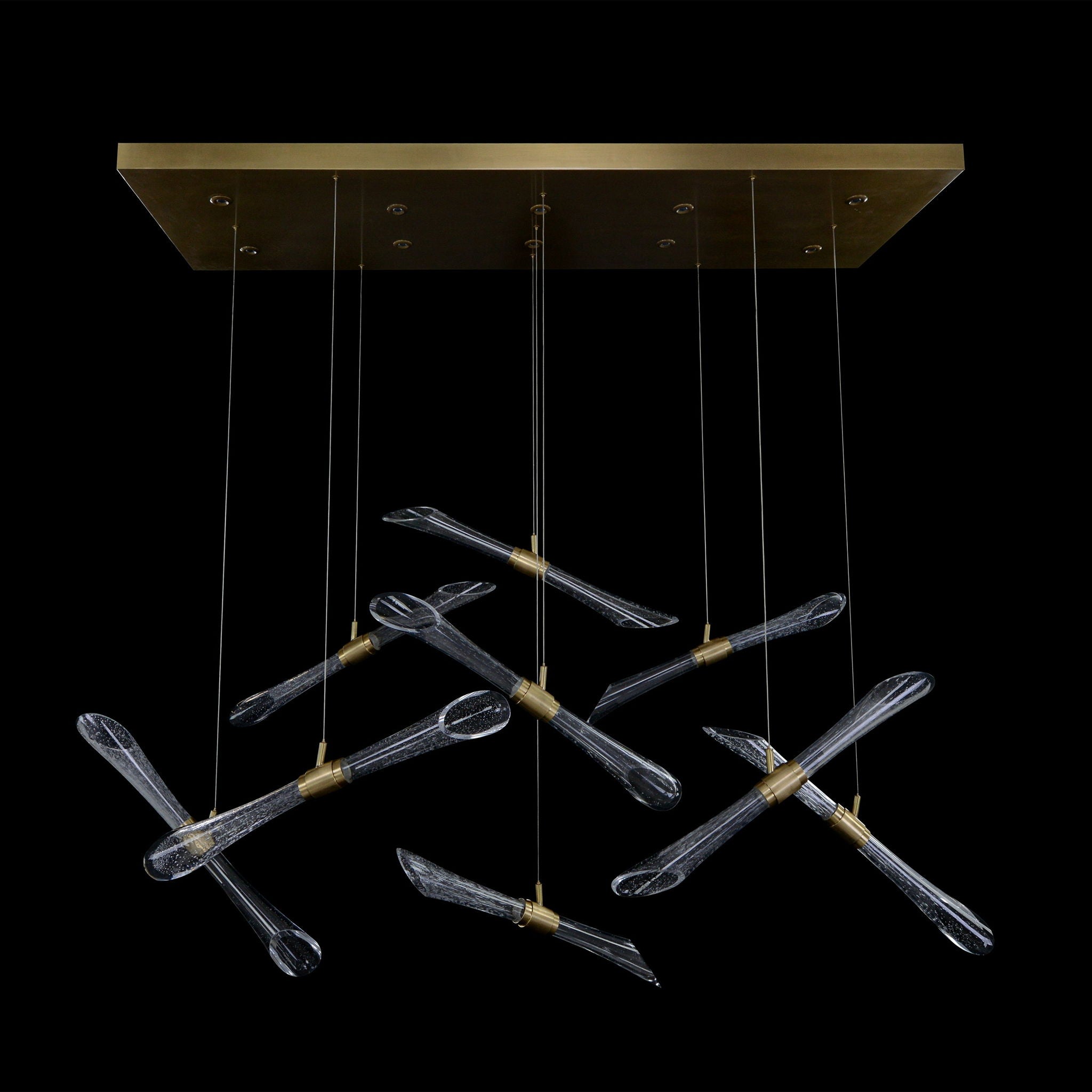 Rhapsody Fluted and Seeded Glass Tubes Horizontal Chandelier