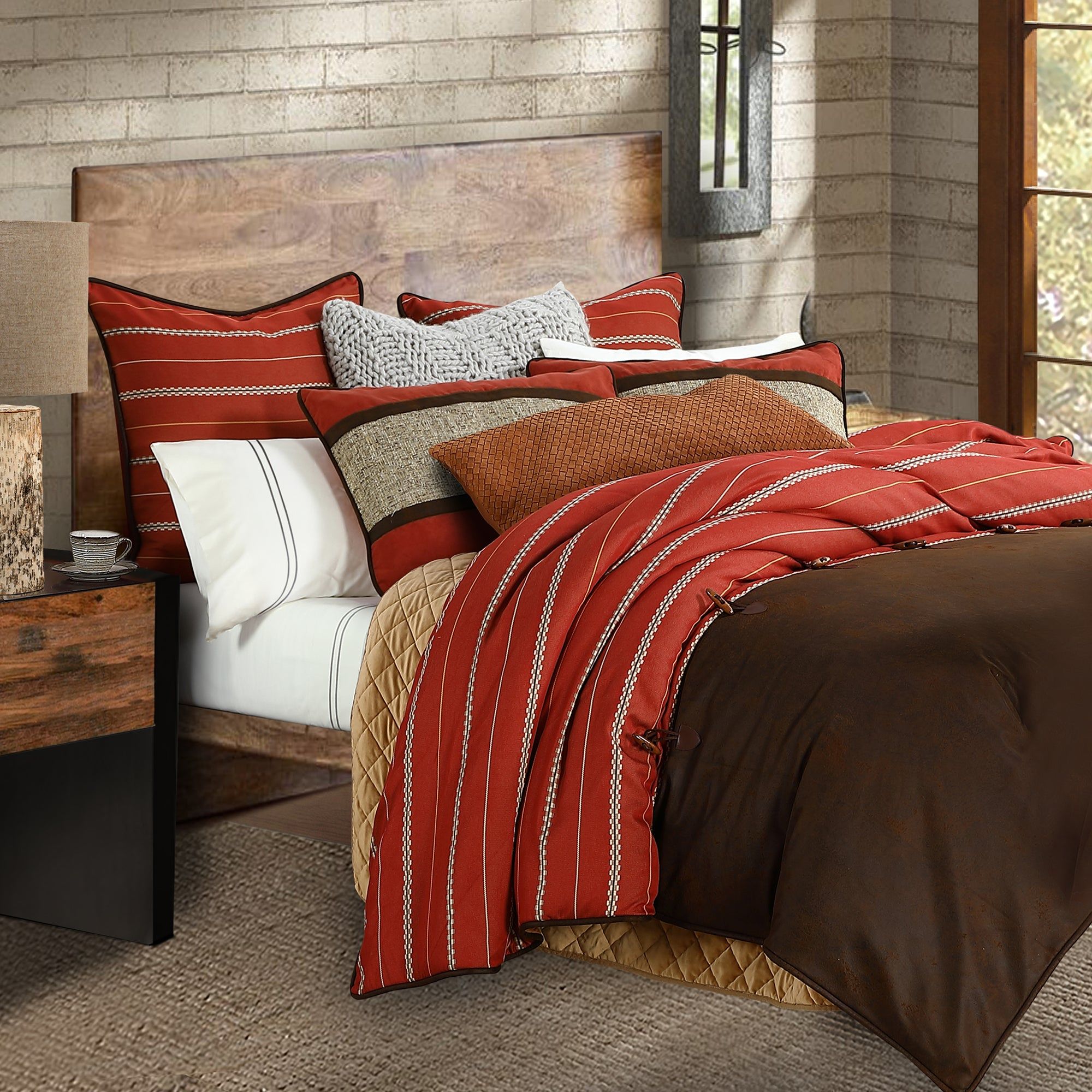 Carter - Full Comforter Set (Set of 3) - Rustic Orange / Brown