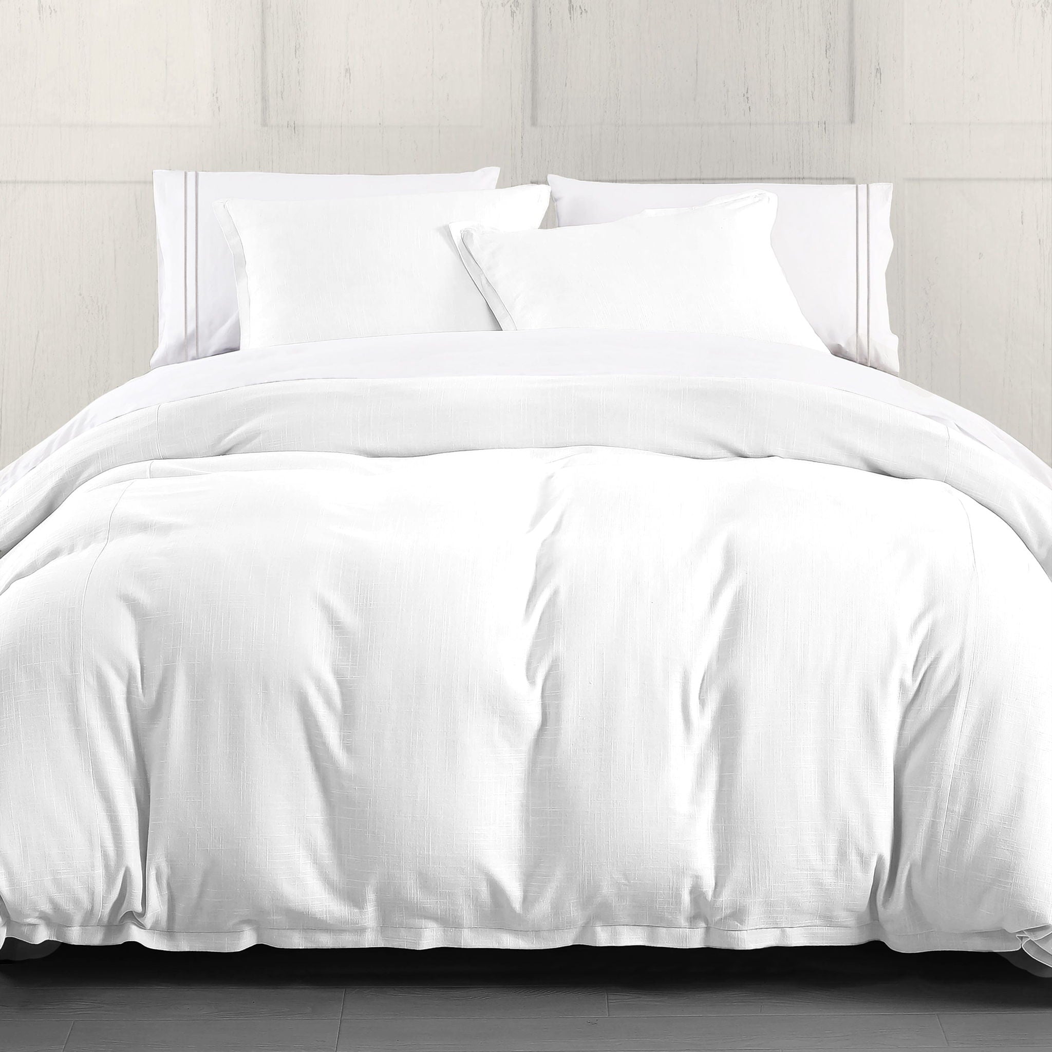 Hera - Queen Washed Linen Flange Comforter Set (Set of 3) - White