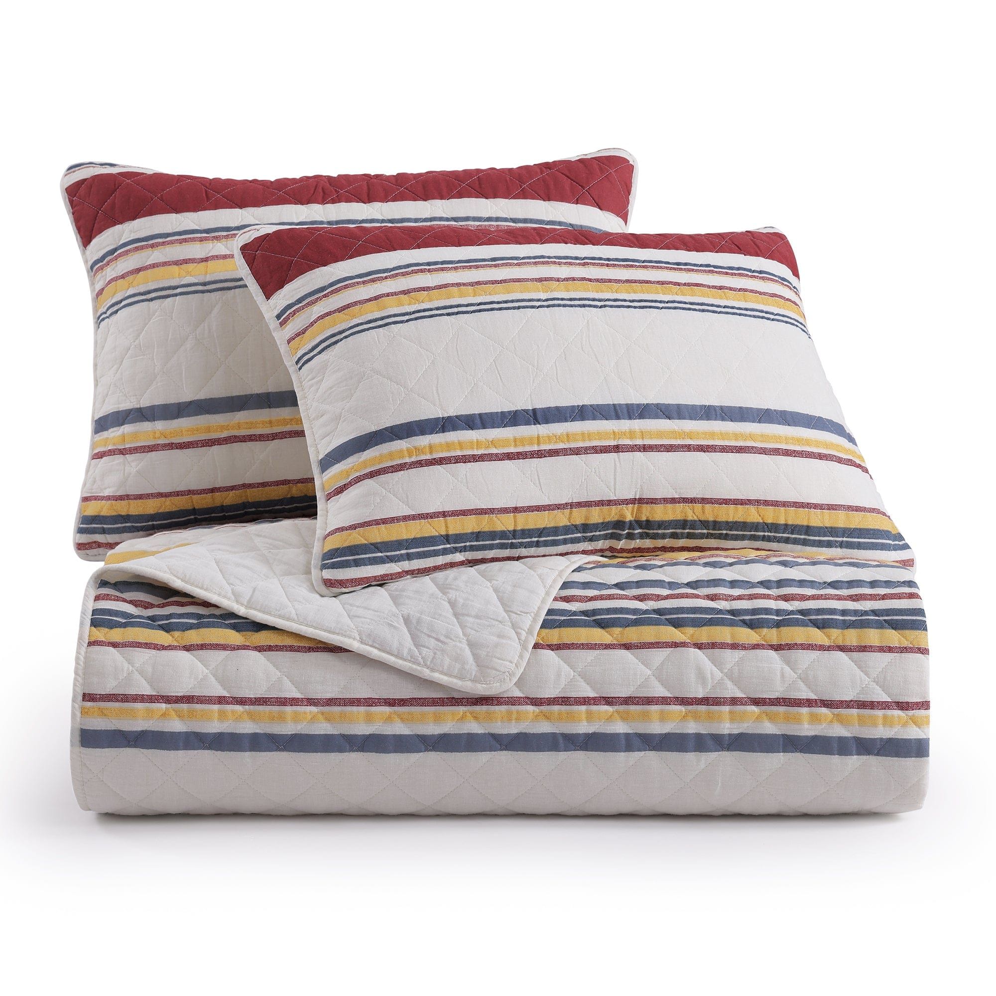 Mystic Stripe - Twin Cotton Gauze Quilt Set (Set of 2) - Merlot
