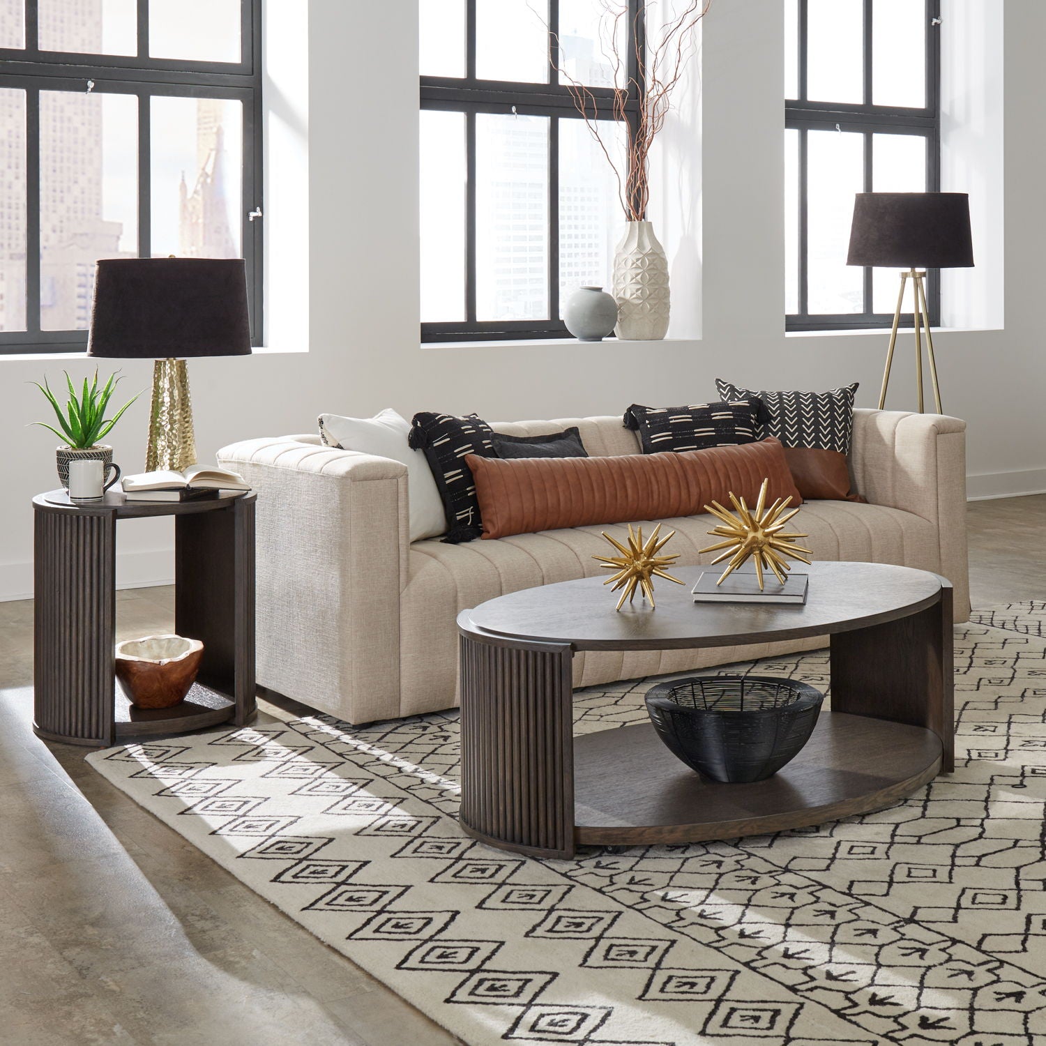 City View - 3 Piece Table Set (1 Cocktail 2 Round End Tables) - Coffee Bean