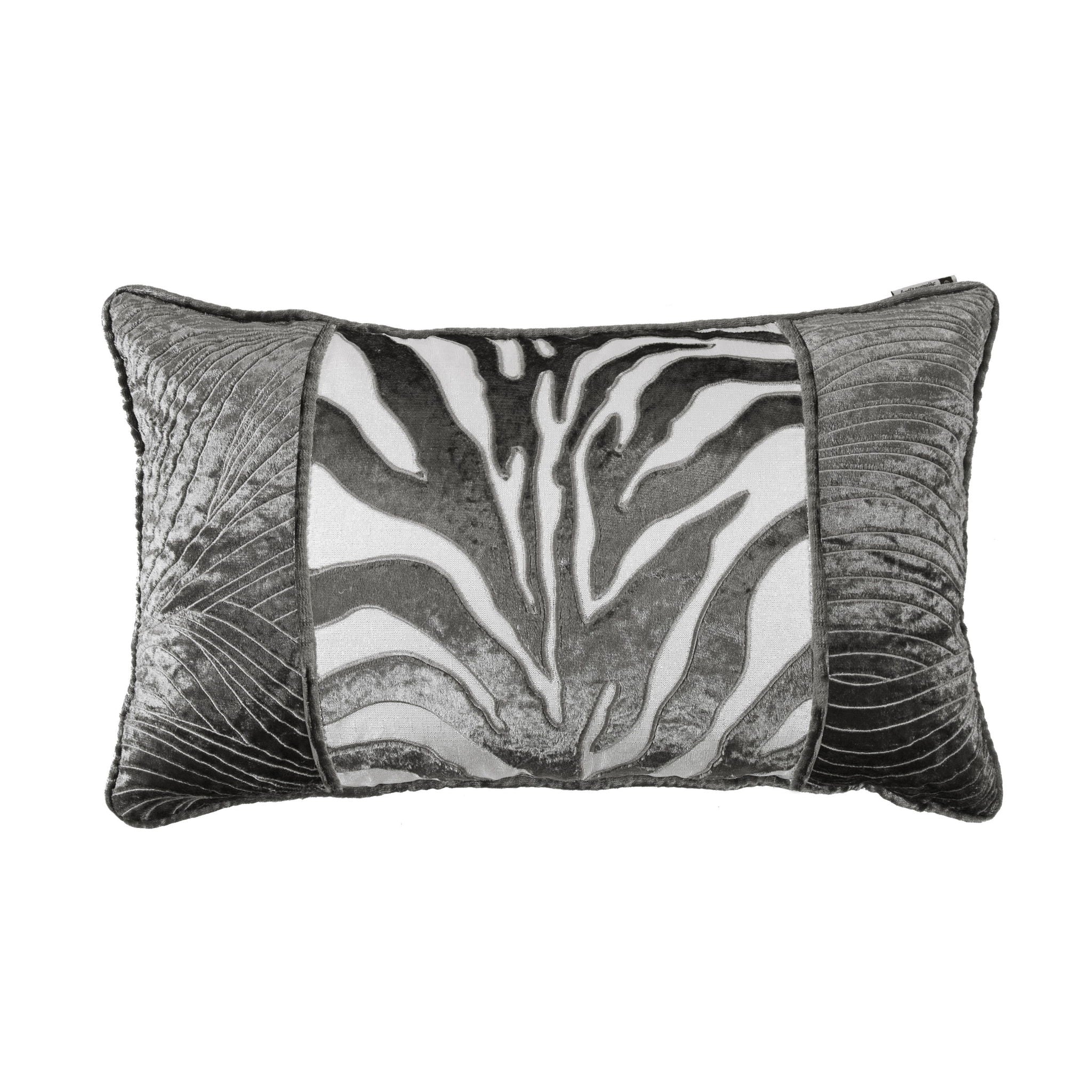Celeste - Zebra Appliqué & Wave Embroidery Pillow - White