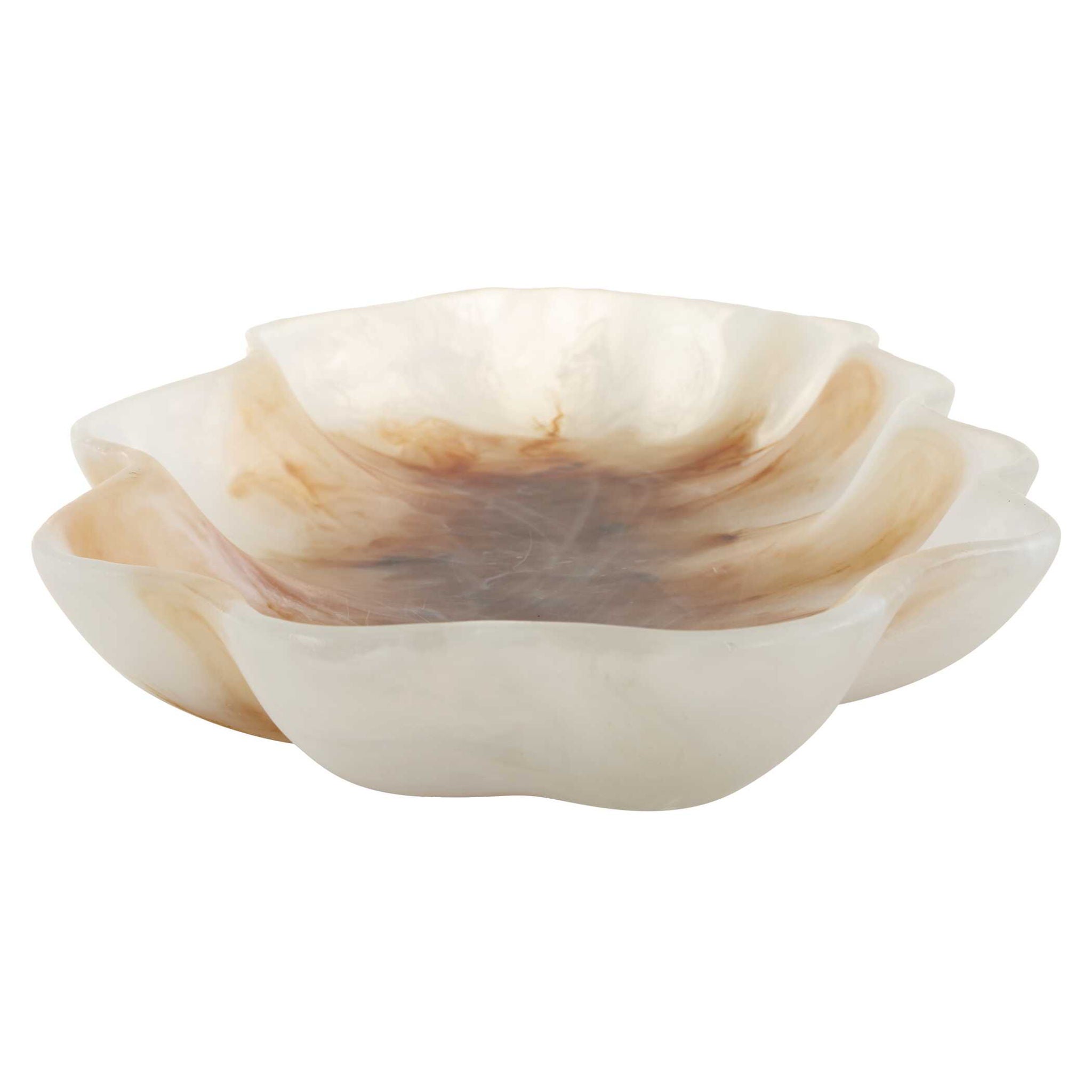 Organic Elegance - Wavy Oval Bowl - Brown / White