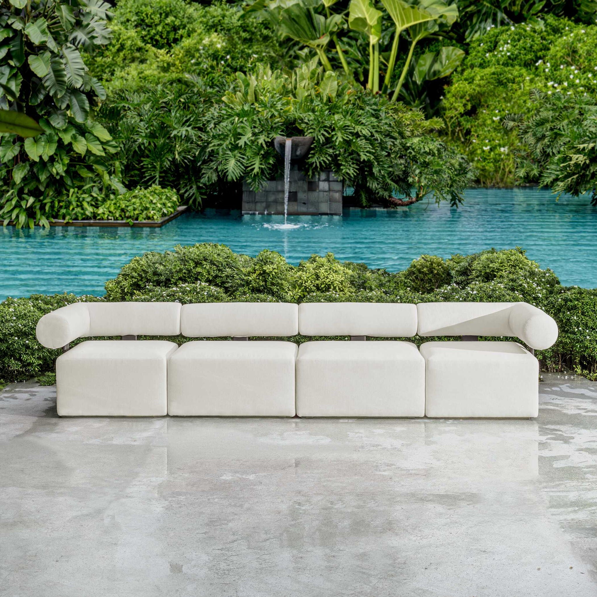 Bolster Back - Armless Outdoor Sofa - White