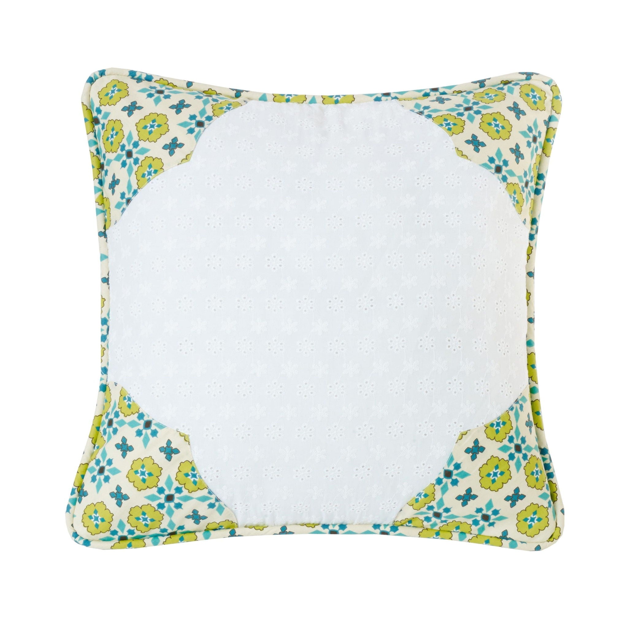 Salado - Scalloped Edges Pillow - White / Yellow