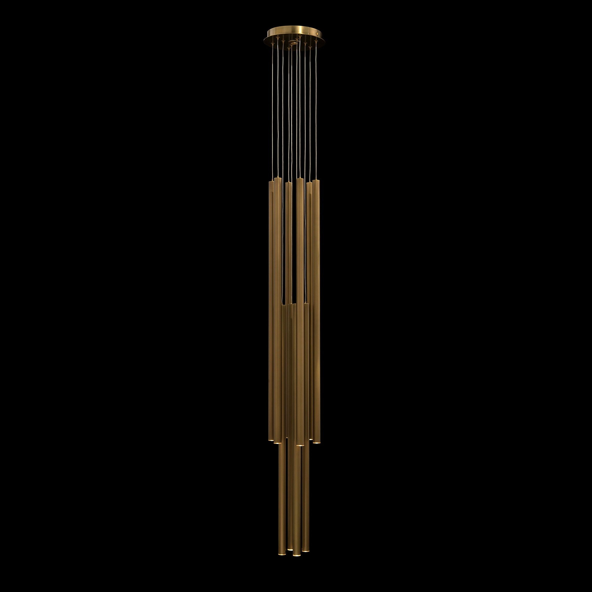 Hans Eleven-Droplight Brass Chandelier