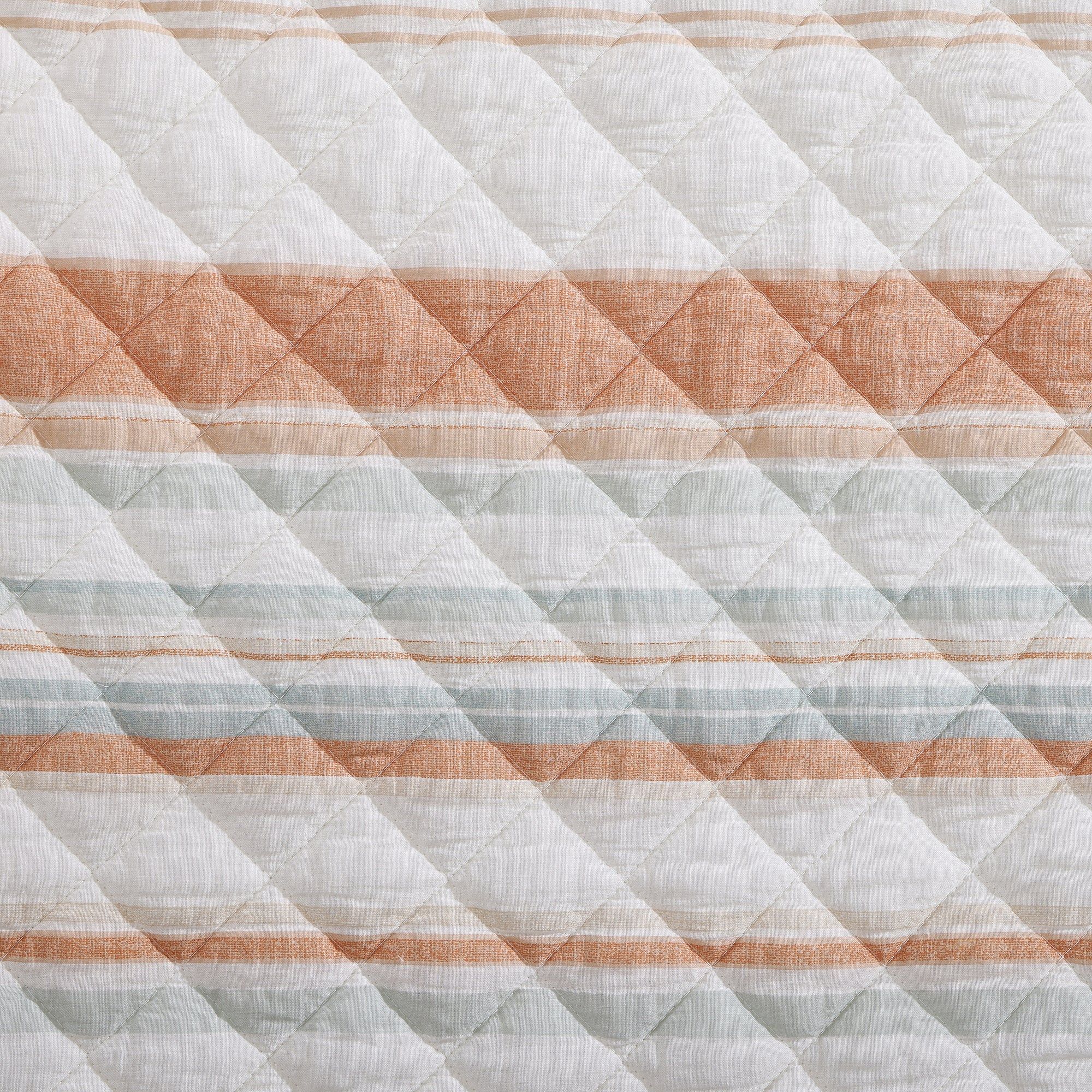 Mystic Stripe - King Cotton Gauze Quilt Set (Set of 3) - Coral
