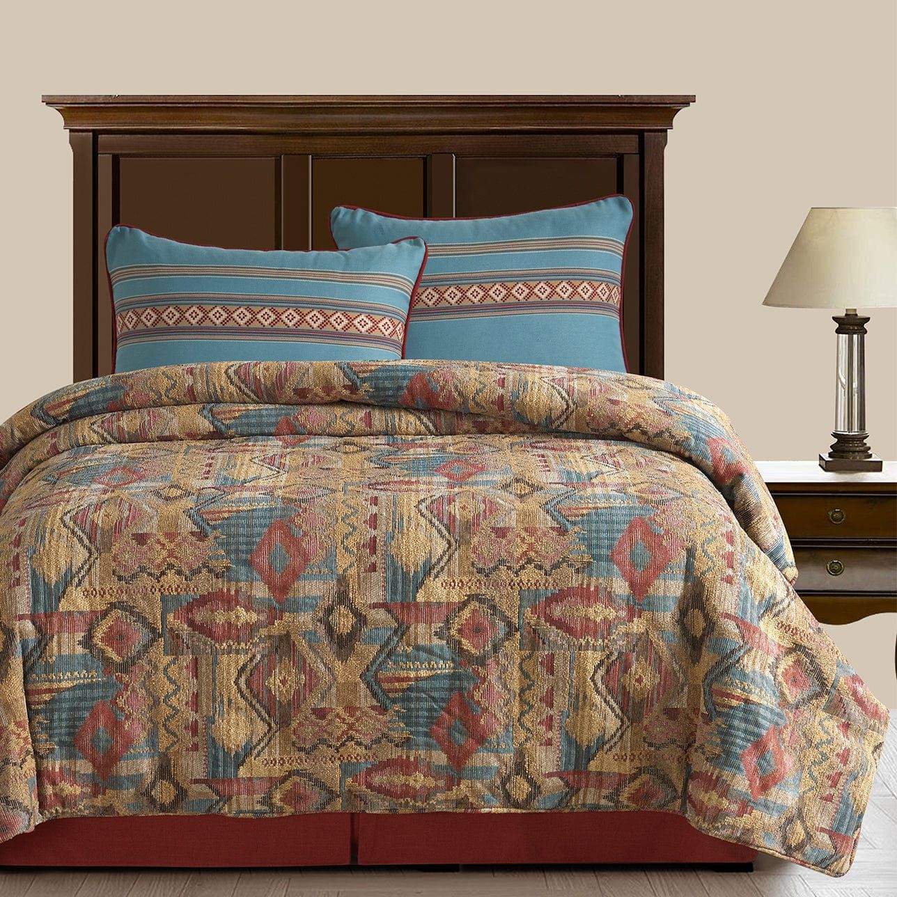 Ruidoso - Queen Comforter Set (Set of 4) - Gold / Red / Blue