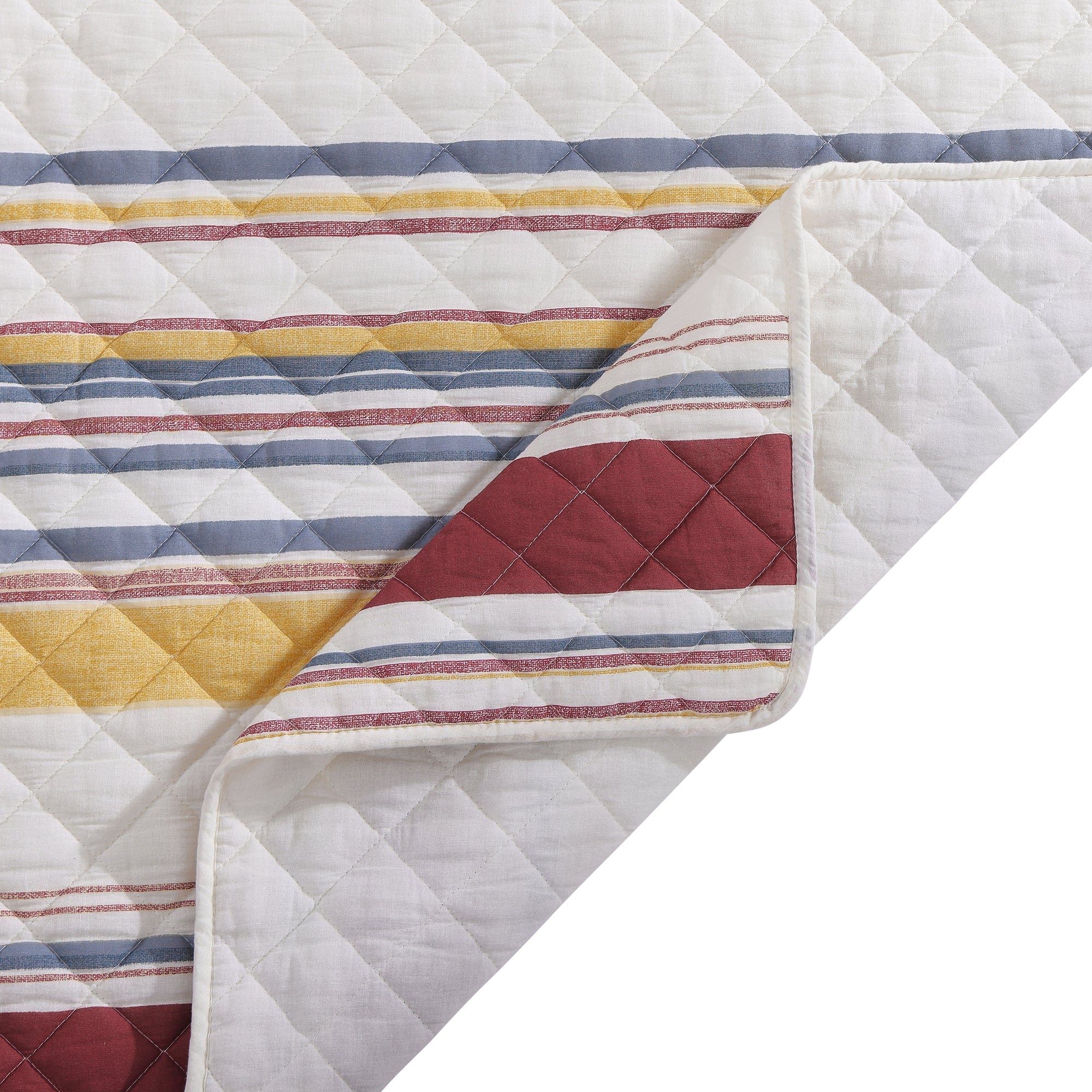 Mystic Stripe - King Cotton Gauze Quilt Set (Set of 3) - Merlot