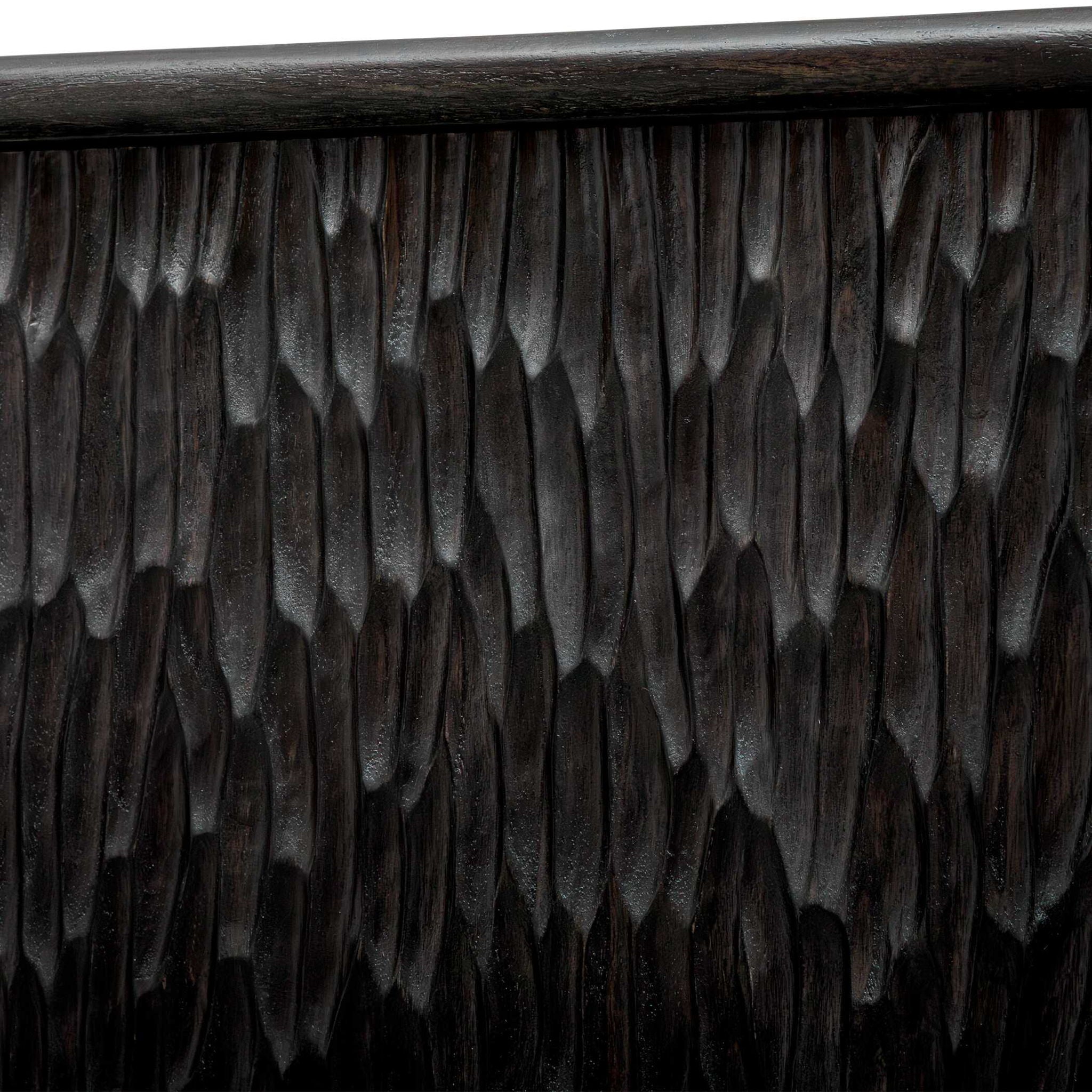 Stevenson - Chiseled 4 Door Cabinet - Black / Brown / Woodtone