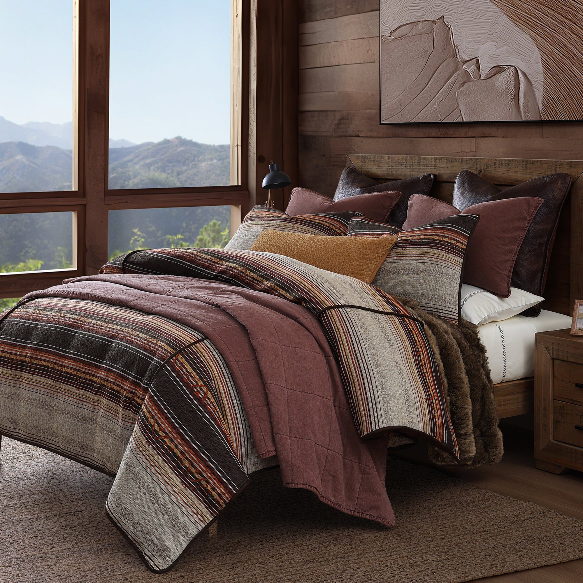 Estes - Queen Chenille Duvet Cover Set (Set of 3) - Copper