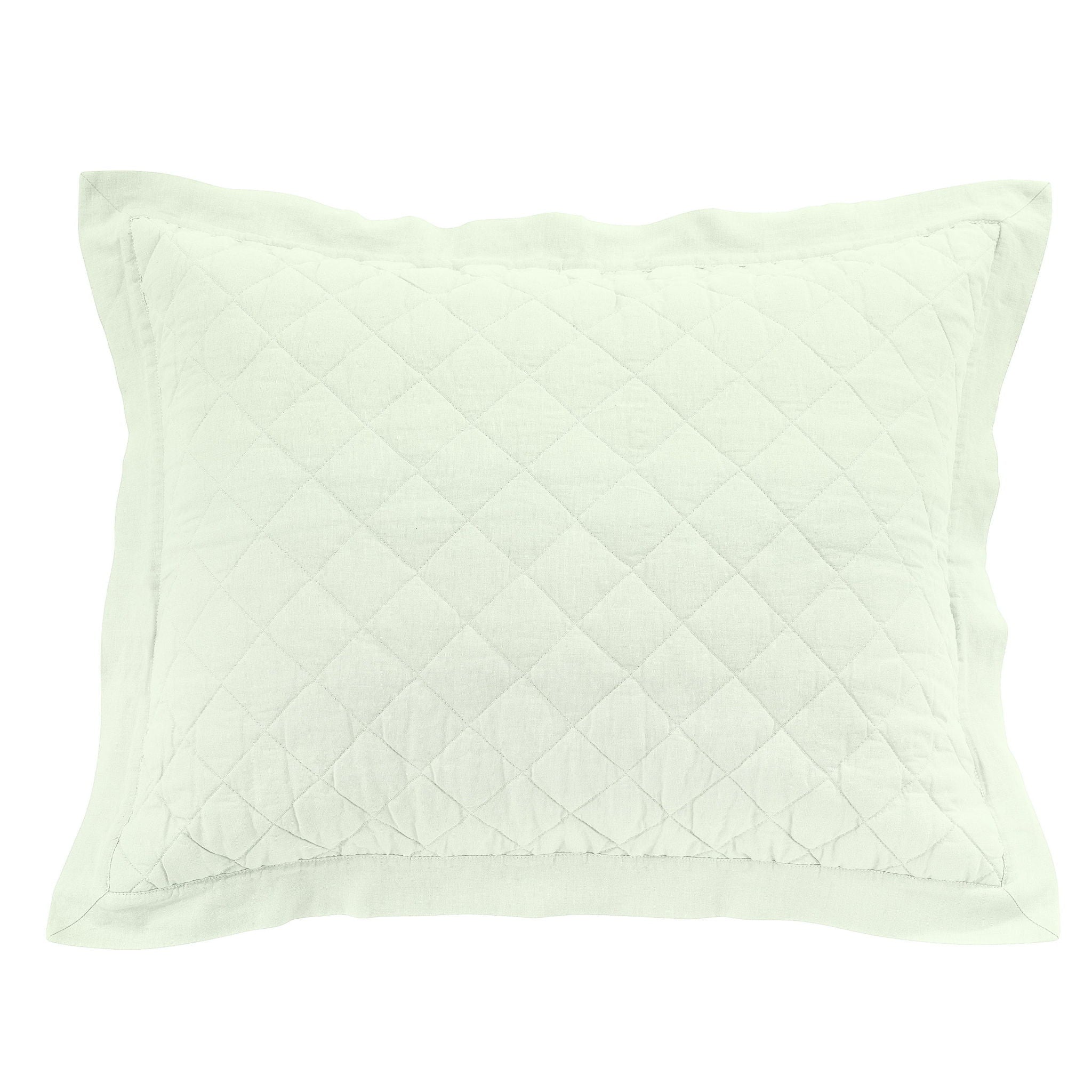 Diamond Linen - Linen Cotton Diamond Quilted Pillow Sham King - Seafoam