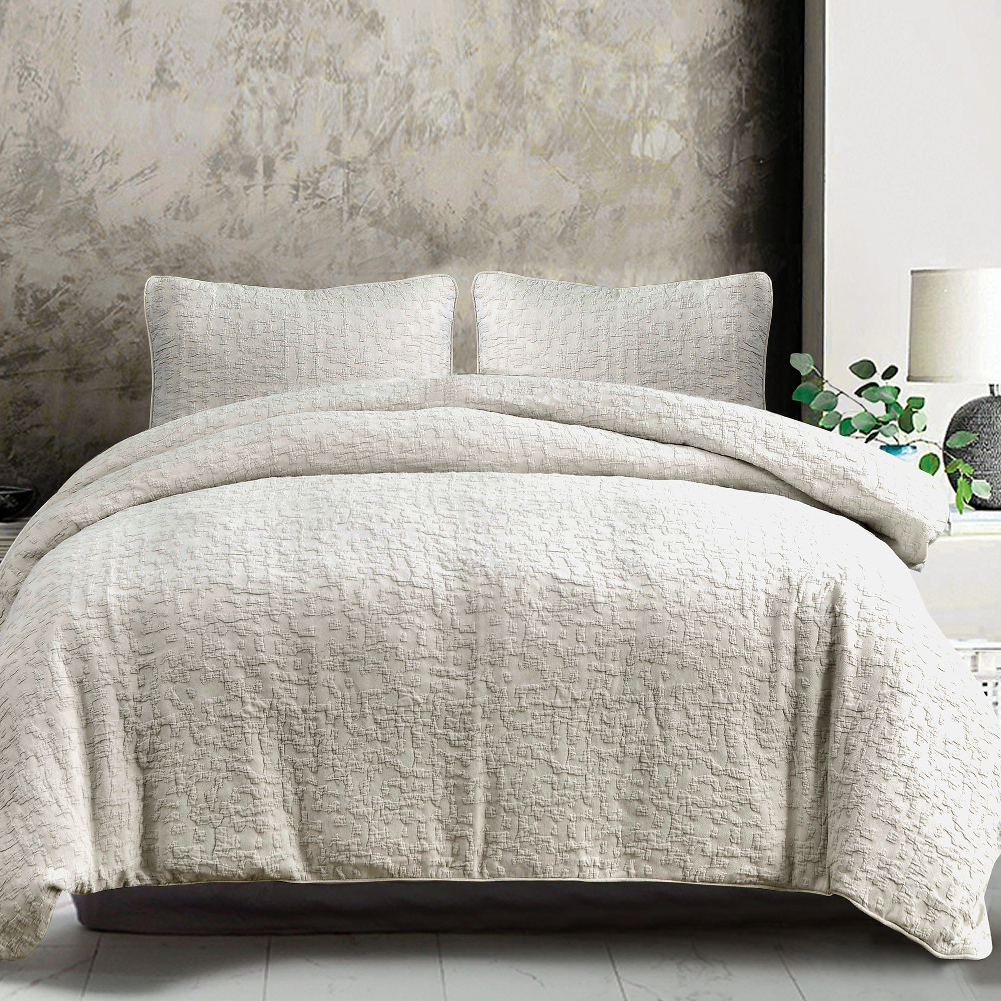 Porto Matelasse - Twin Duvet Cover Set (Set of 2) - Light Taupe